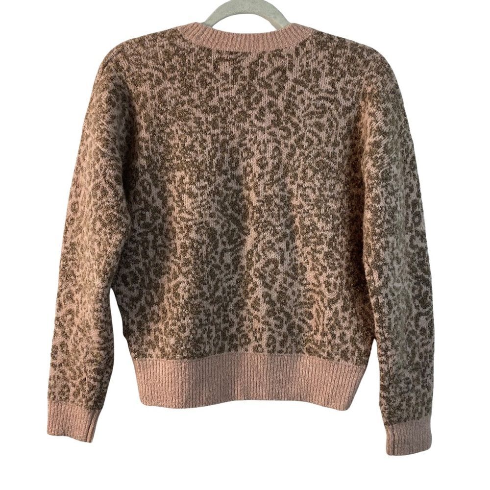 Madewell Shrunken Pullover Sweater in Leopard Pink Size S - Picture 2 of 10